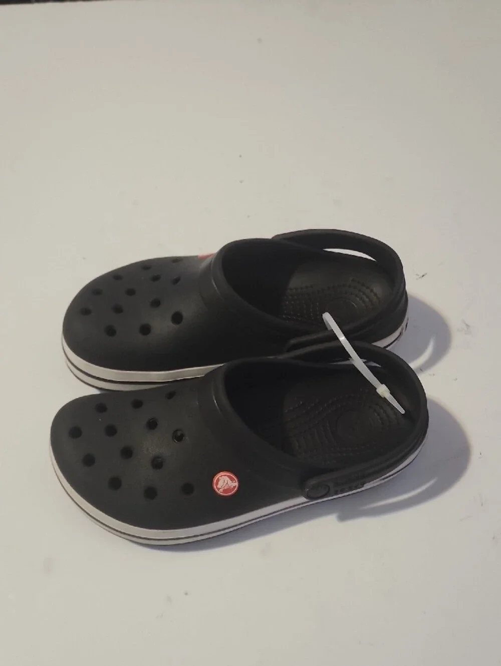 CROCS Kids Black Clog Sandals with White Trim. New Without Box
